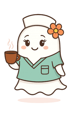 Nurse mascot with coffee