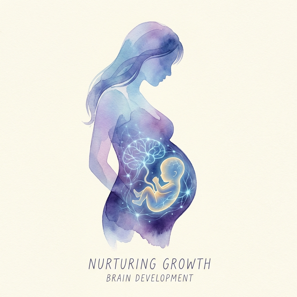 Illustration of baby brain development during pregnancy - choline is essential for neural connections