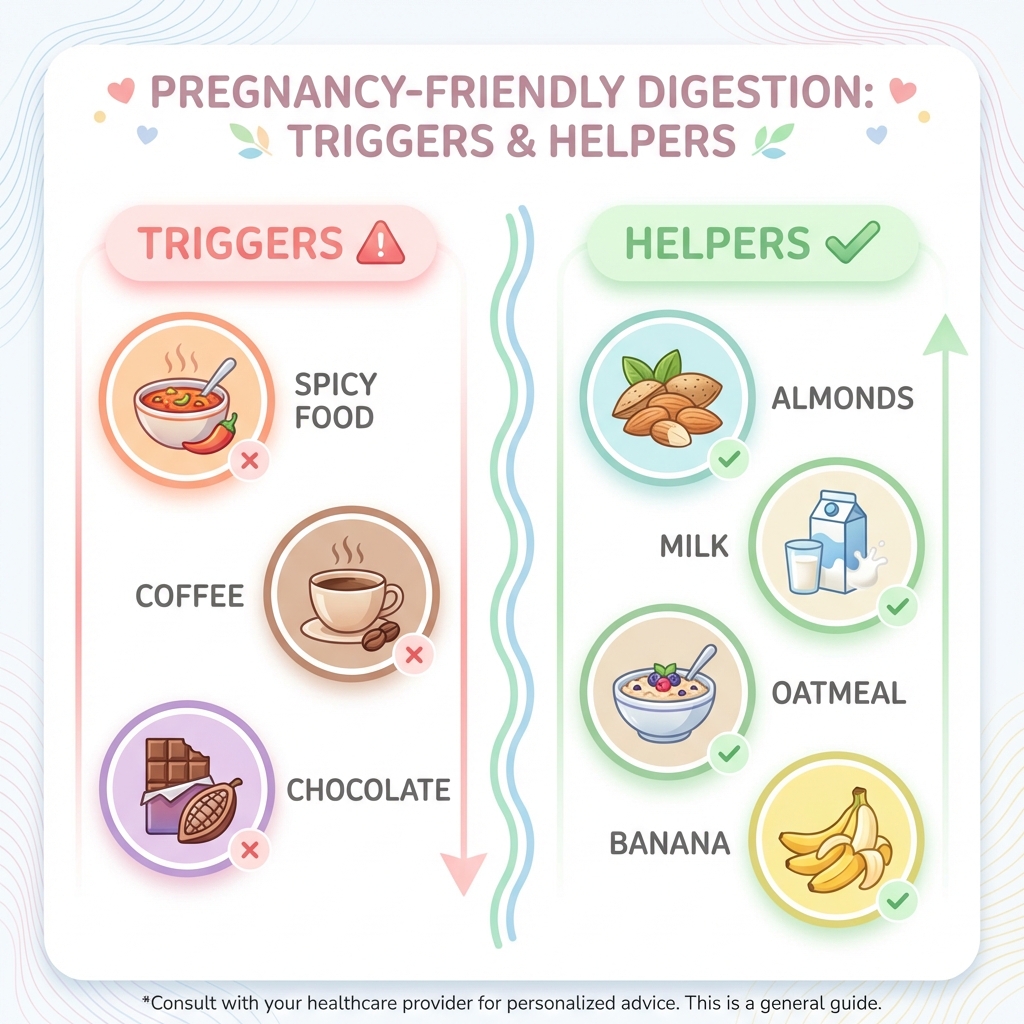 Chart showing heartburn triggers vs helper foods