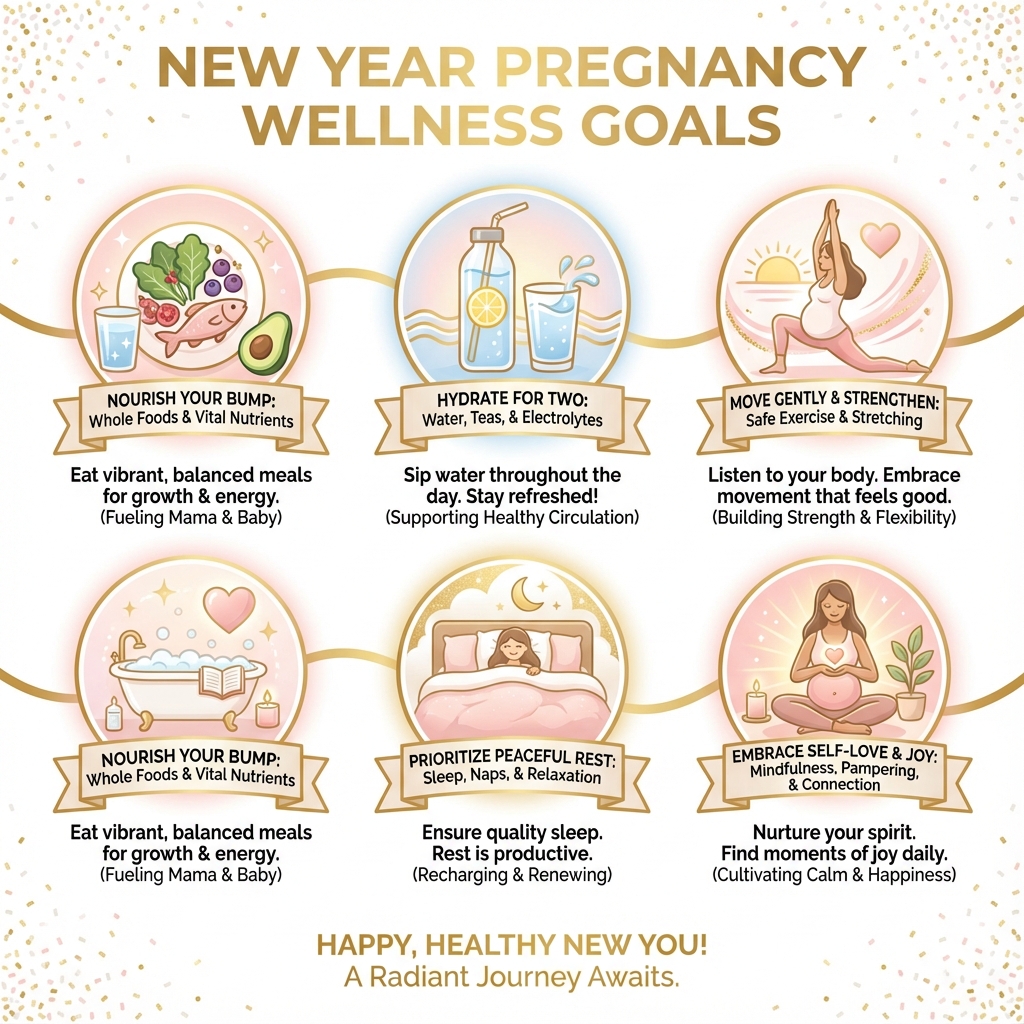 New Year pregnancy wellness goals infographic