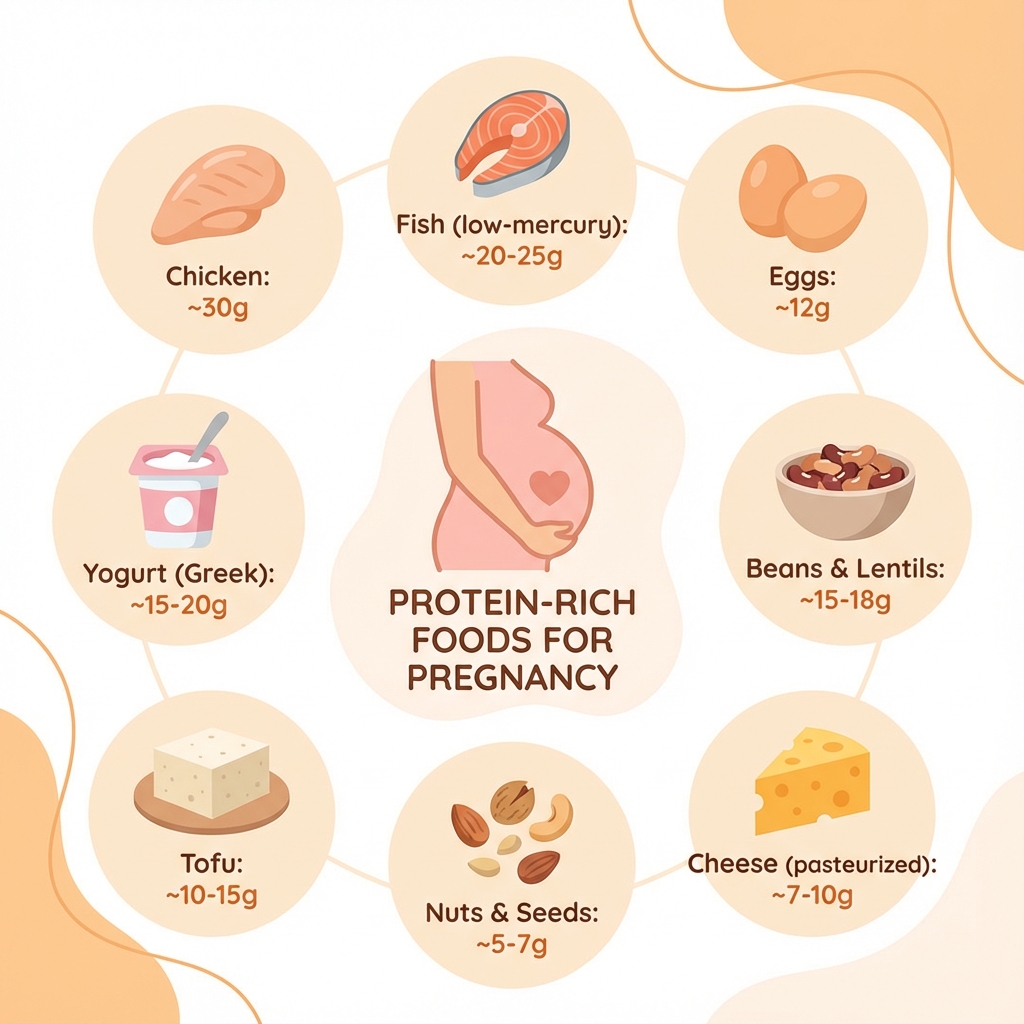 Protein-rich foods infographic for pregnancy