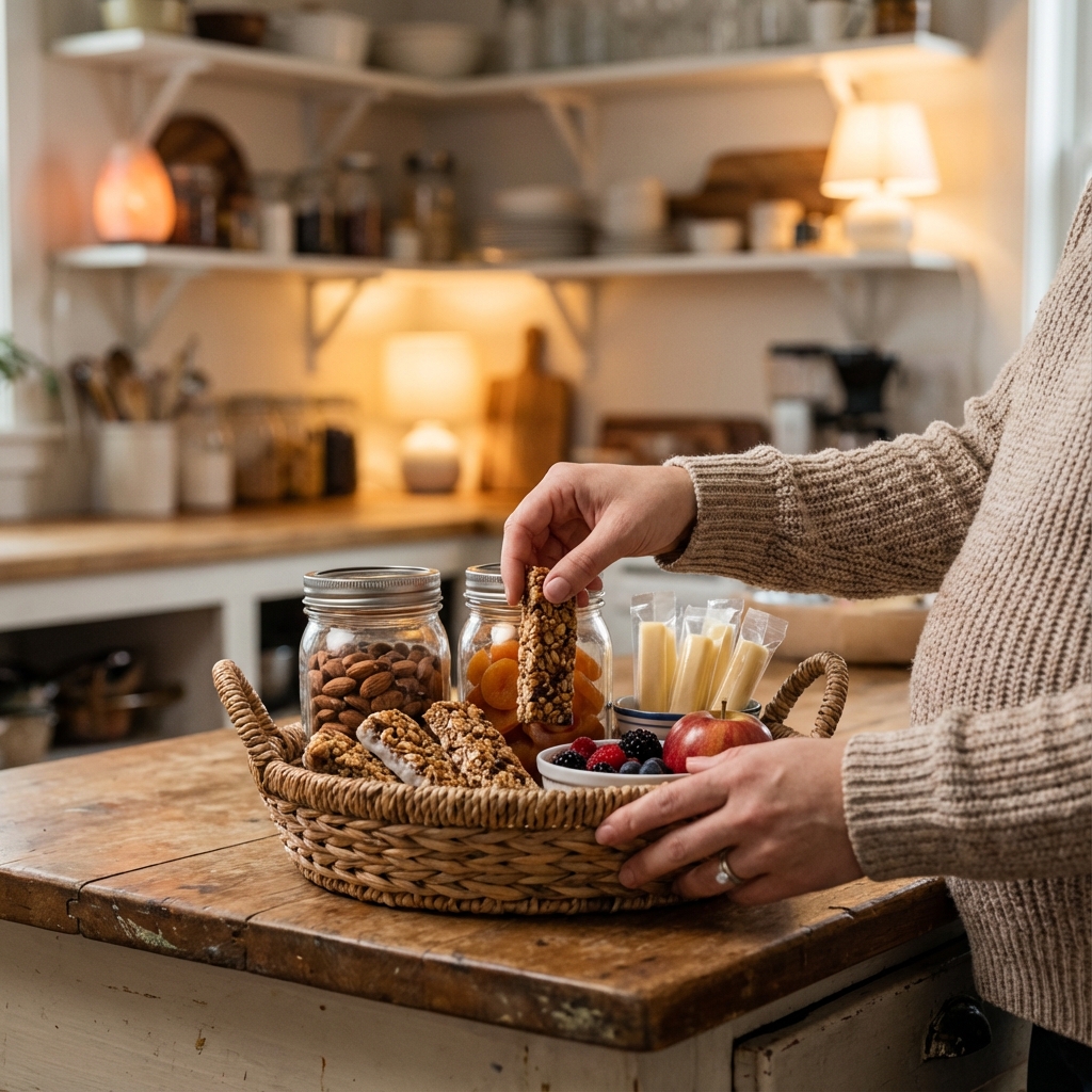 Organized pregnancy snack preparation