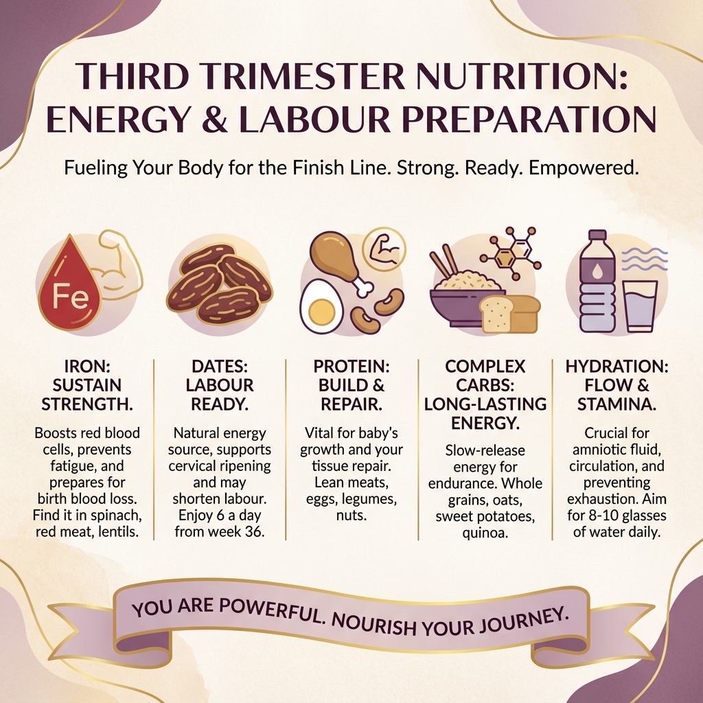 Third trimester nutrition priorities infographic